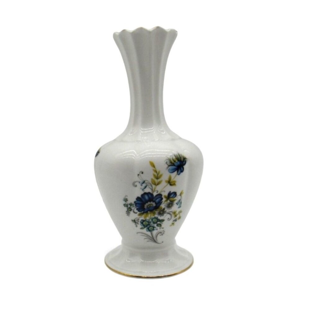 ROYAL TARA Ireland Blue Flowers Floral Small Vase Vintage 8"